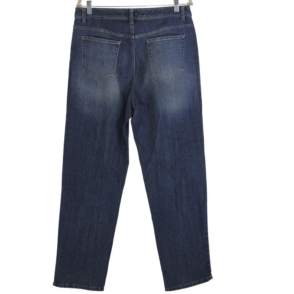 Liz‎ Claiborne Jeans Womens 12 Blue Medium Wash High Rise Straight Stretch Denim
